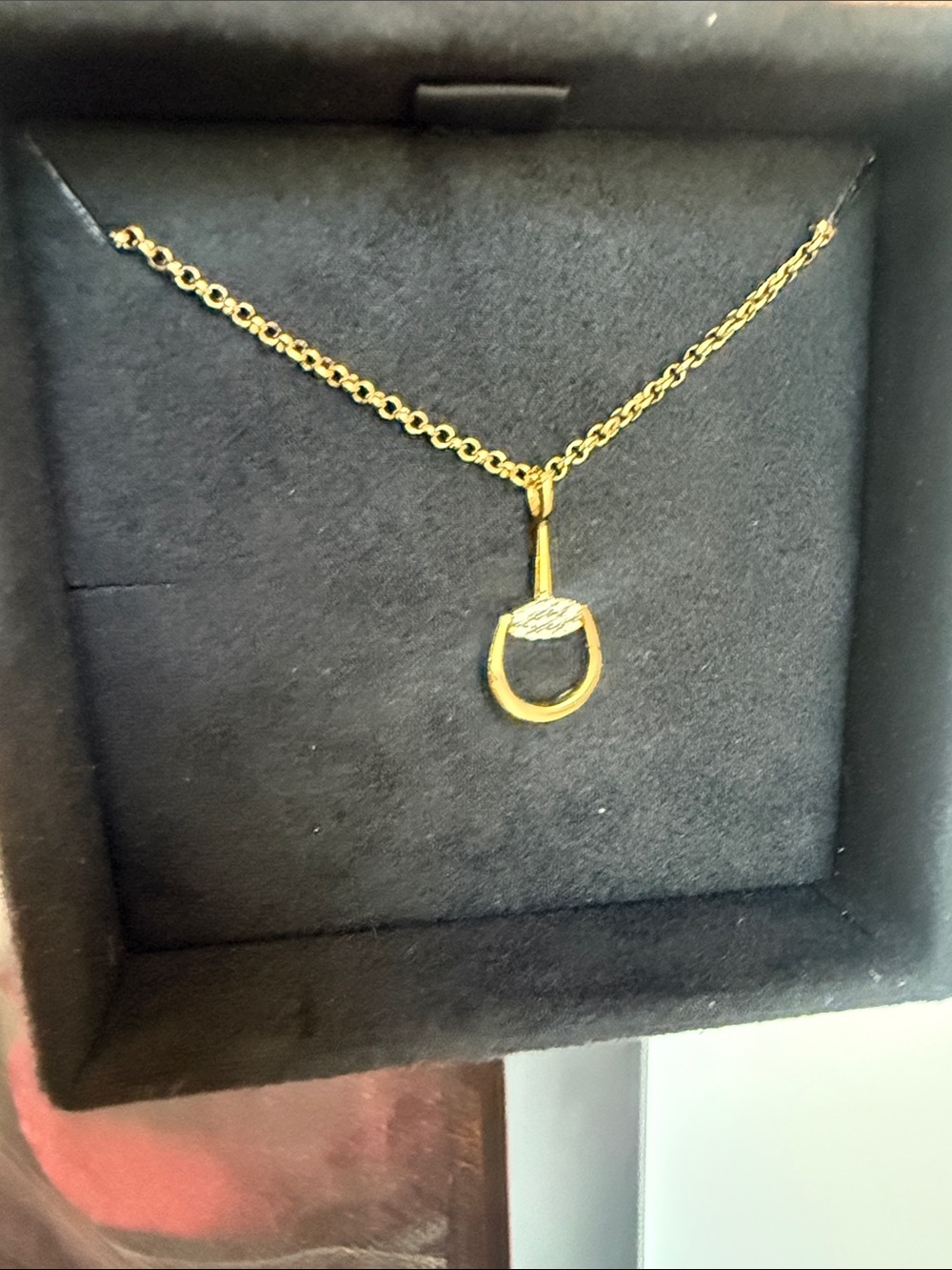 Awe Horsebit Rolo Chain Charm Link Necklace 14K Gold Vermeil NEW - Picture 5 of 8